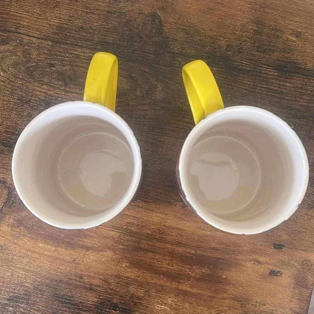 Floral colorful Ceramic Mugs with Yellow Handle